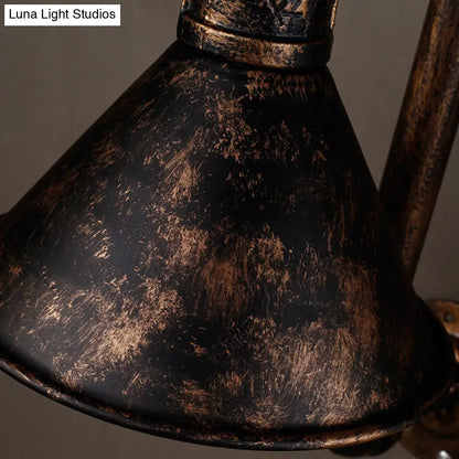 DecorBites™ Antique Rust Water Pipe Iron Wall Mount Light with Cone Shade - 1-Light Restaurant Lighting Fixture