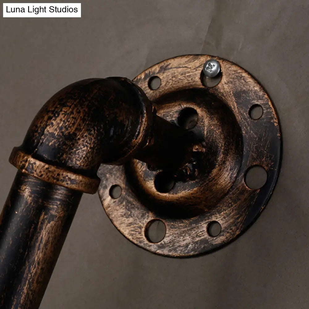 DecorBites™ Antique Rust Water Pipe Iron Wall Mount Light with Cone Shade - 1-Light Restaurant Lighting Fixture