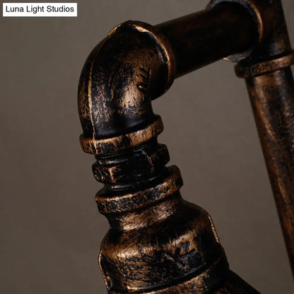 DecorBites™ Antique Rust Water Pipe Iron Wall Mount Light with Cone Shade - 1-Light Restaurant Lighting Fixture