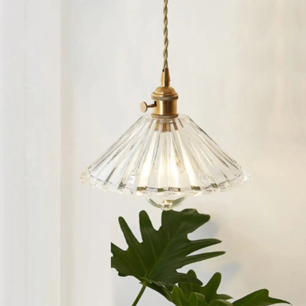 DecorBites™ Antique Shaded Pendant Light 1-Light Clear Glass Hanging Light Fixture for Restaurant