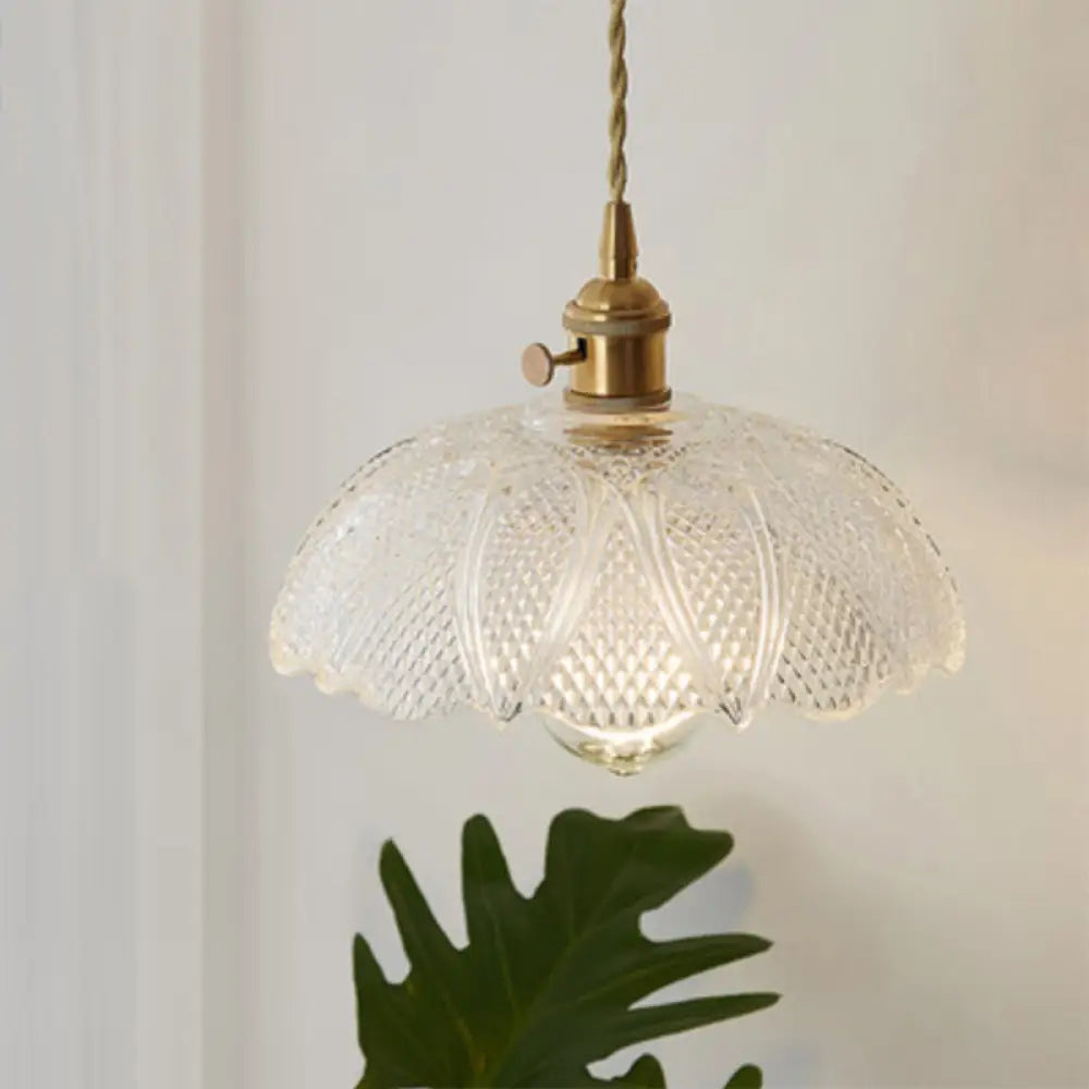 DecorBites™ Antique Shaded Pendant Light 1-Light Clear Glass Hanging Light Fixture for Restaurant