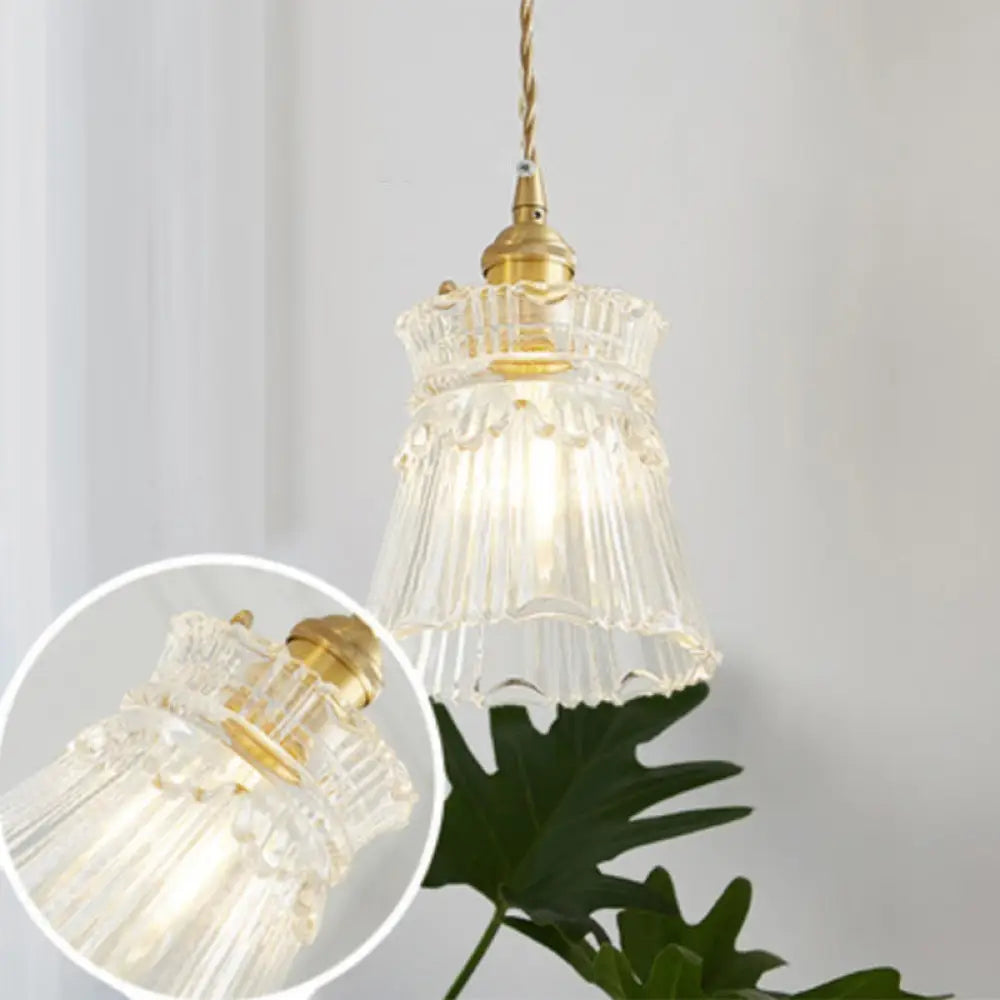 DecorBites™ Antique Shaded Pendant Light 1-Light Clear Glass Hanging Light Fixture for Restaurant
