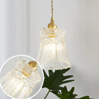 DecorBites™ Antique Shaded Pendant Light 1-Light Clear Glass Hanging Light Fixture for Restaurant