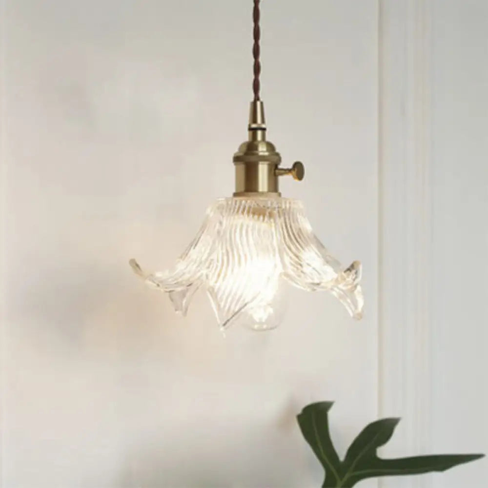 DecorBites™ Antique Shaded Pendant Light 1-Light Clear Glass Hanging Light Fixture for Restaurant