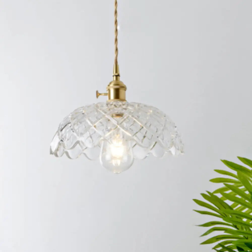 DecorBites™ Antique Shaded Pendant Light 1-Light Clear Glass Hanging Light Fixture for Restaurant