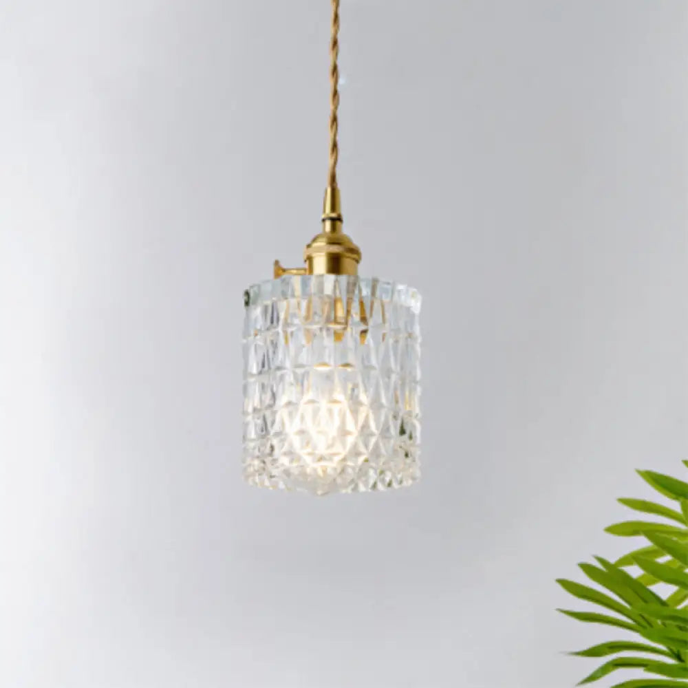 DecorBites™ Antique Shaded Pendant Light 1-Light Clear Glass Hanging Light Fixture for Restaurant