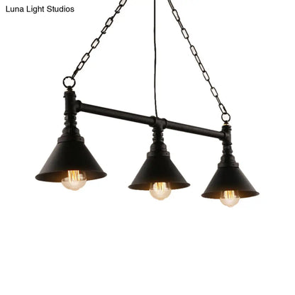 ديكوربايتس™ مصباح جزيرة معدني بثلاثة رؤوس بتصميم عتيق مع غطاء مخروطي - وحدة إضاءة للمطبخ