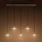 Antique Style 5-Light Brass Cluster Pendant with Clear Ribbed Glass