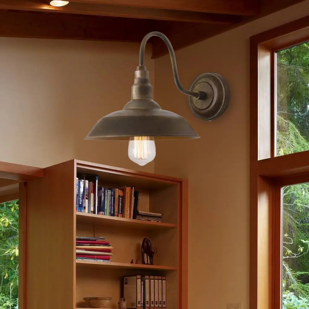 Aplique de pared estilo granero antiguo con brazo flexible en bronce/óxido - Ideal para iluminación de dormitorio