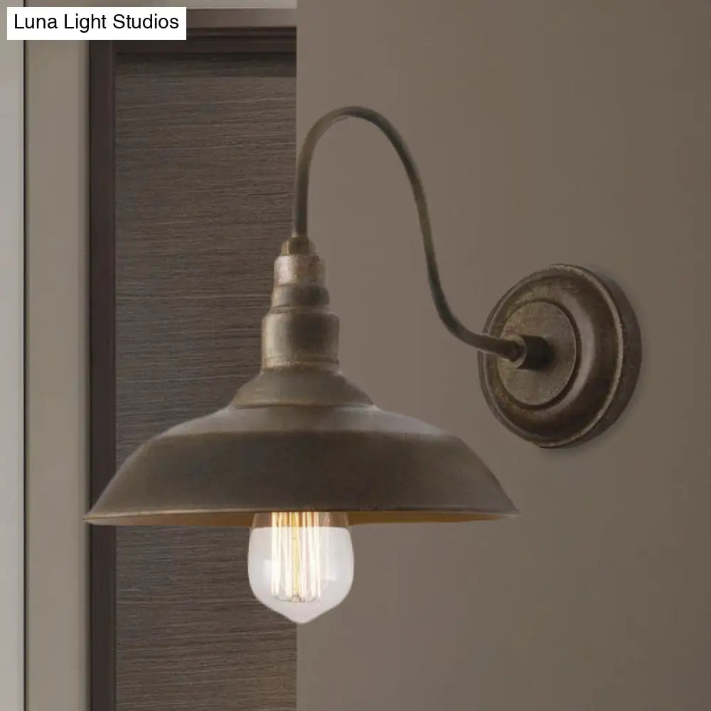 Aplique de pared estilo granero antiguo con brazo flexible en bronce/óxido - Ideal para iluminación de dormitorio