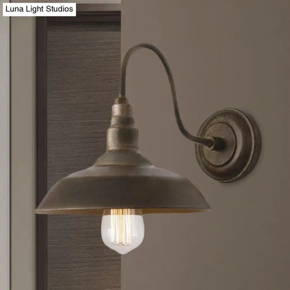 Aplique de pared estilo granero antiguo con brazo flexible en bronce/óxido - Ideal para iluminación de dormitorio