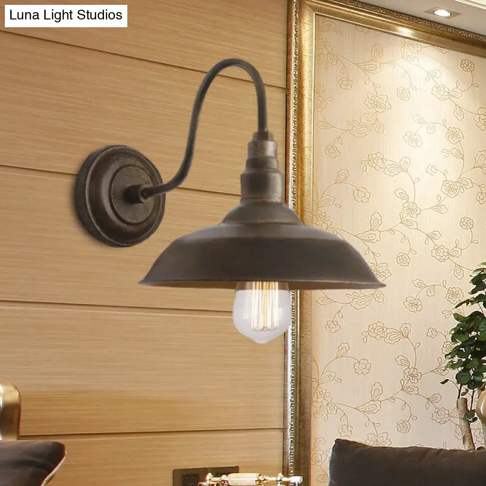 Aplique de pared estilo granero antiguo con brazo flexible en bronce/óxido - Ideal para iluminación de dormitorio