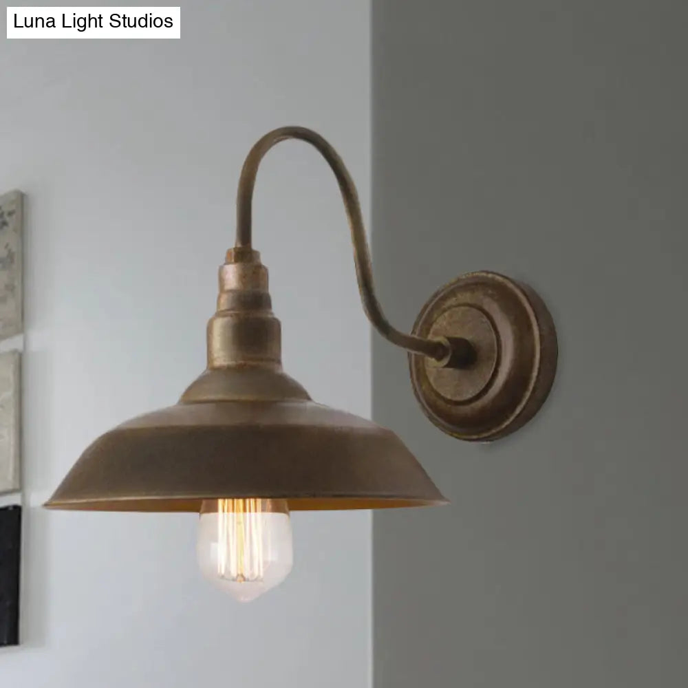 Aplique de pared estilo granero antiguo con brazo flexible en bronce/óxido - Ideal para iluminación de dormitorio