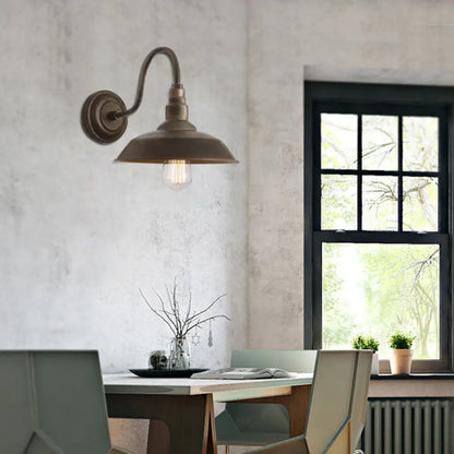 Aplique de pared estilo granero antiguo con brazo flexible en bronce/óxido - Ideal para iluminación de dormitorio