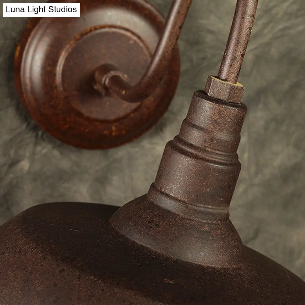 Aplique de pared estilo granero antiguo con brazo flexible en bronce/óxido - Ideal para iluminación de dormitorio