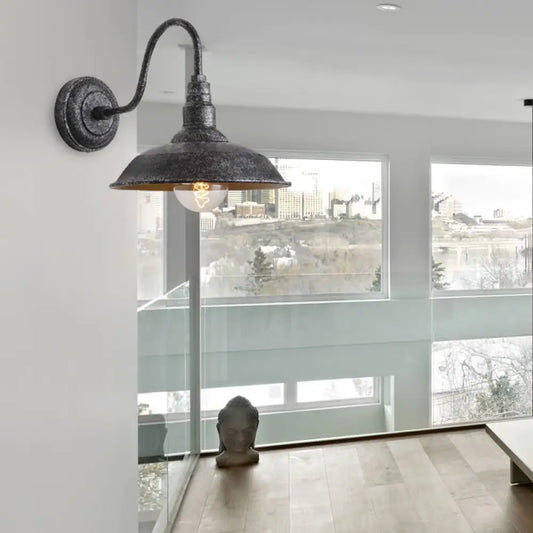 Aplique de pared estilo granero antiguo con brazo flexible en bronce/óxido - Ideal para iluminación de dormitorio