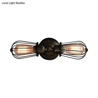ديكوربايتس™ مصباح حائط صغير أسود/برونز على الطراز العتيق - مصباح حائط صغير من الحديد المطاوع مزود بمصباحين لغرفة الطعام