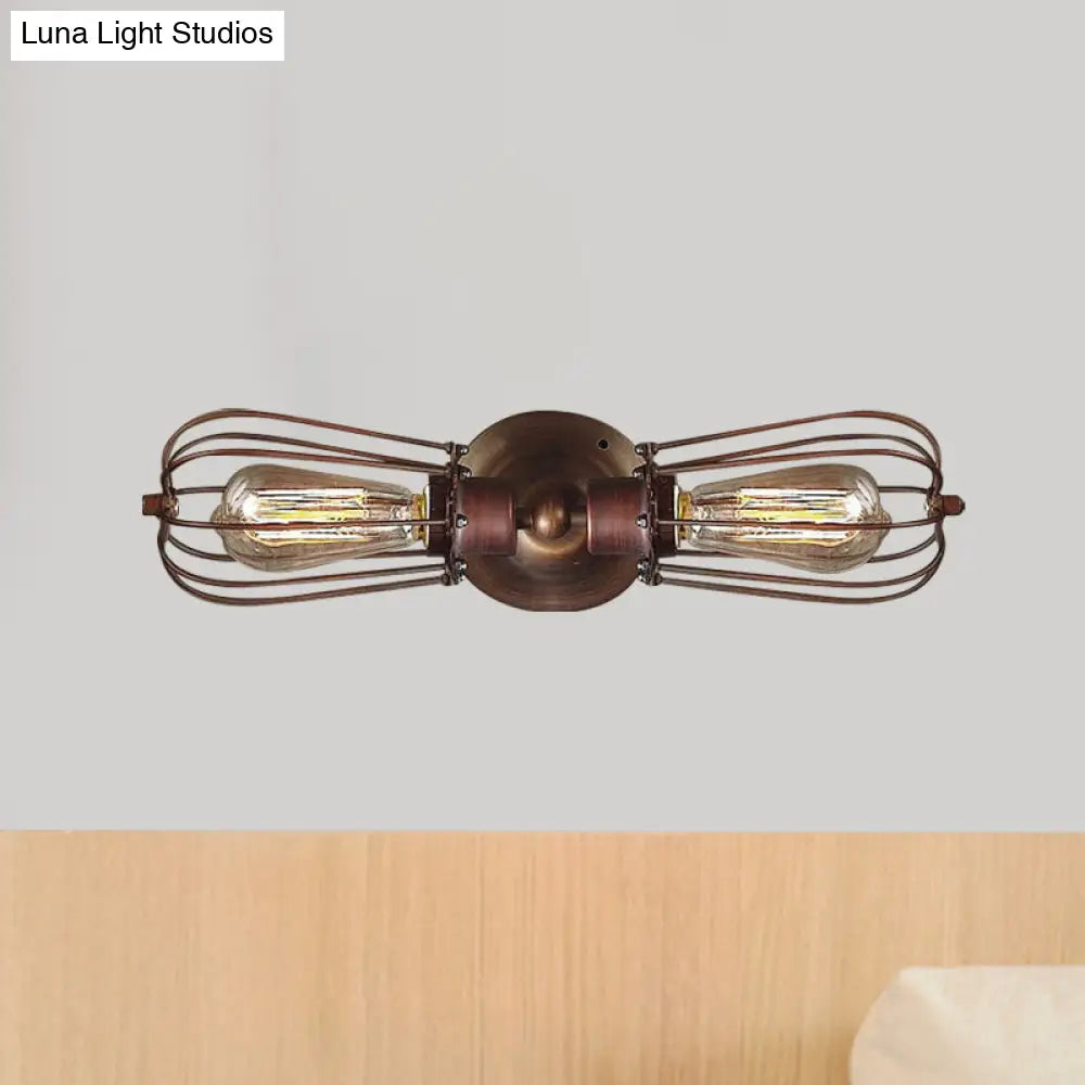 ديكوربايتس™ مصباح حائط صغير أسود/برونز على الطراز العتيق - مصباح حائط صغير من الحديد المطاوع مزود بمصباحين لغرفة الطعام