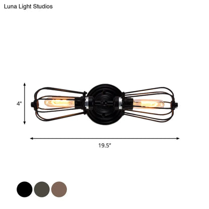 ديكوربايتس™ مصباح حائط صغير أسود/برونز على الطراز العتيق - مصباح حائط صغير من الحديد المطاوع مزود بمصباحين لغرفة الطعام