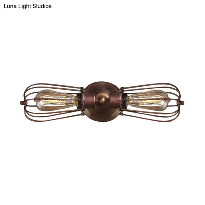 ديكوربايتس™ مصباح حائط صغير أسود/برونز على الطراز العتيق - مصباح حائط صغير من الحديد المطاوع مزود بمصباحين لغرفة الطعام