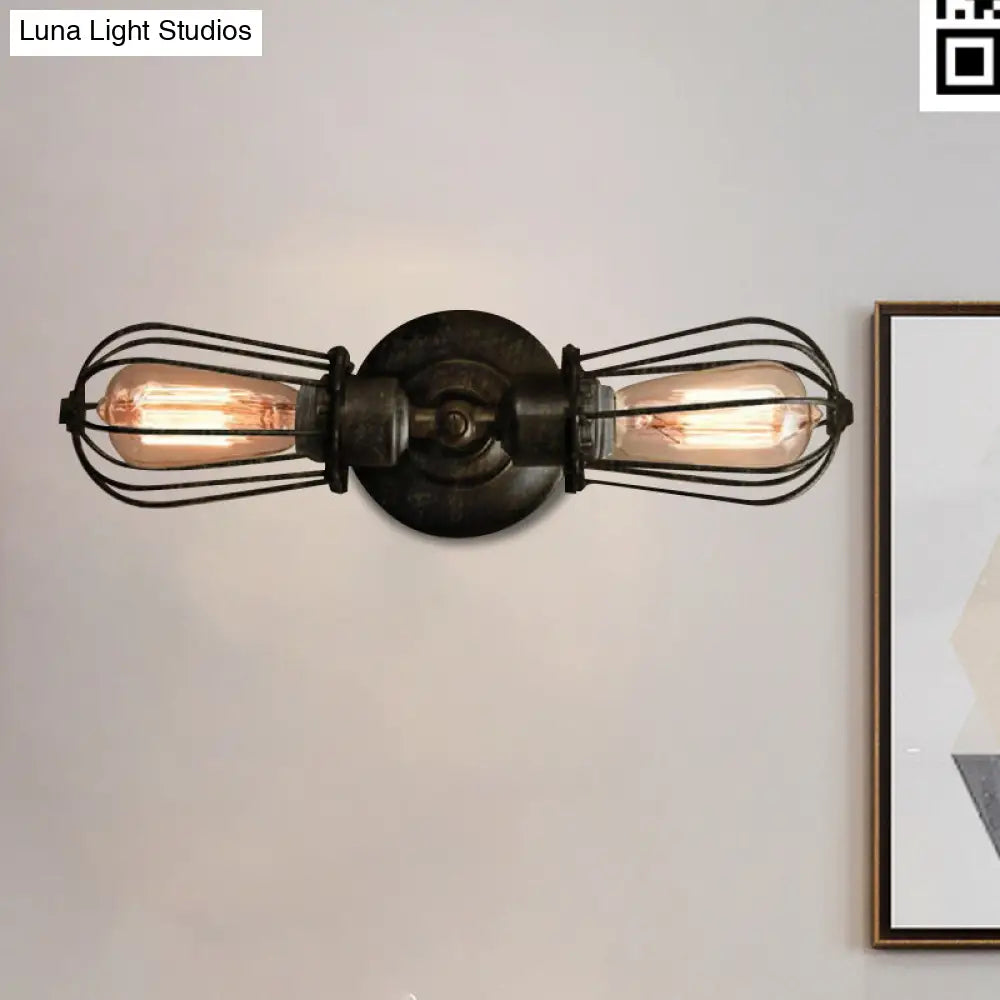 ديكوربايتس™ مصباح حائط صغير أسود/برونز على الطراز العتيق - مصباح حائط صغير من الحديد المطاوع مزود بمصباحين لغرفة الطعام