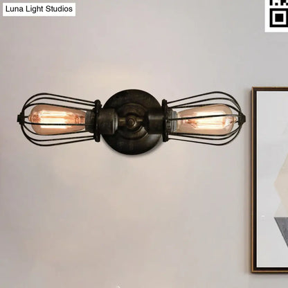 ديكوربايتس™ مصباح حائط صغير أسود/برونز على الطراز العتيق - مصباح حائط صغير من الحديد المطاوع مزود بمصباحين لغرفة الطعام