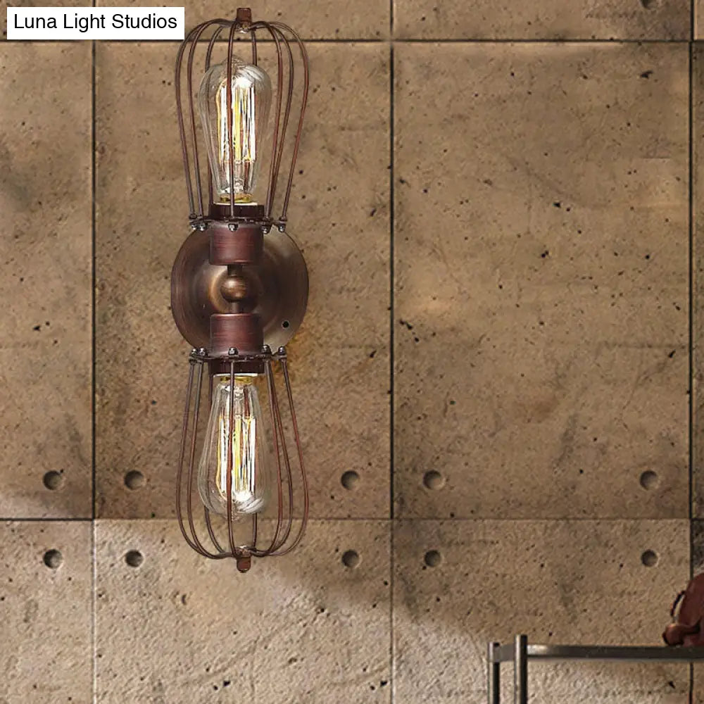 ديكوربايتس™ مصباح حائط صغير أسود/برونز على الطراز العتيق - مصباح حائط صغير من الحديد المطاوع مزود بمصباحين لغرفة الطعام