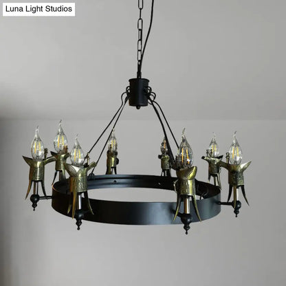 مصباح معلق متعدد الأضواء من النحاس على الطراز العتيق مع إضاءة ثريا ريفية