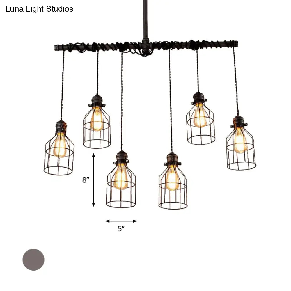 DecorBites™ Antique Style Bronze Iron Pendant Light with 6/10 Bulb Cage, Water Pipe Design - Ideal Island Lighting for Dining Room