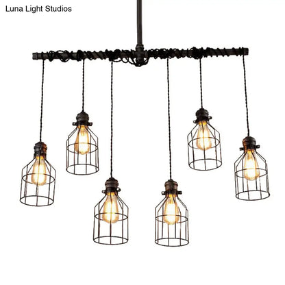 DecorBites™ Antique Style Bronze Iron Pendant Light with 6/10 Bulb Cage, Water Pipe Design - Ideal Island Lighting for Dining Room