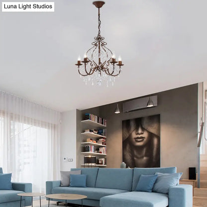 Lámpara de araña colgante de estilo antiguo con 5 luces, acabado en óxido oscuro, ideal para el recibidor.