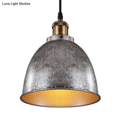 ديكوربايتس™ مصباح معلق على شكل قبة على الطراز العتيق، مصباح واحد، مصنوع من الحديد المطاوع، مع سلك، باللون الأسود/الصدأ