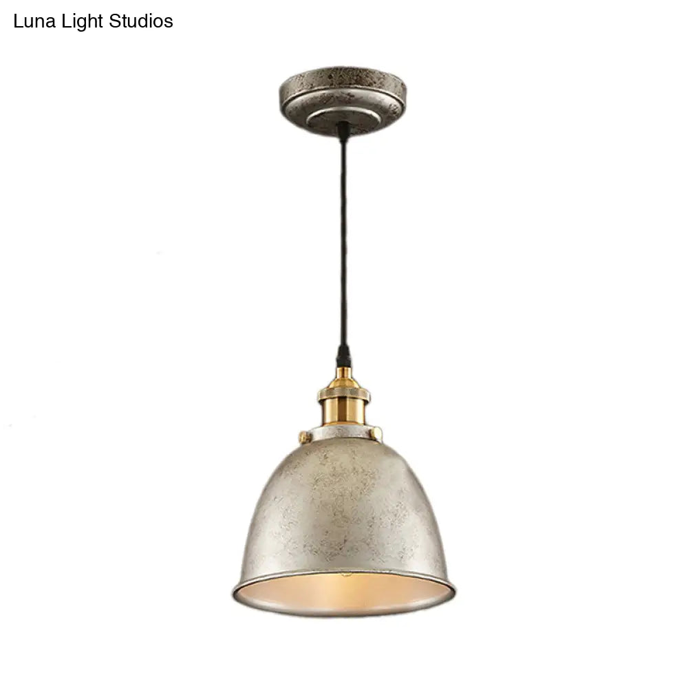 ديكوربايتس™ مصباح معلق على شكل قبة على الطراز العتيق، مصباح واحد، مصنوع من الحديد المطاوع، مع سلك، باللون الأسود/الصدأ