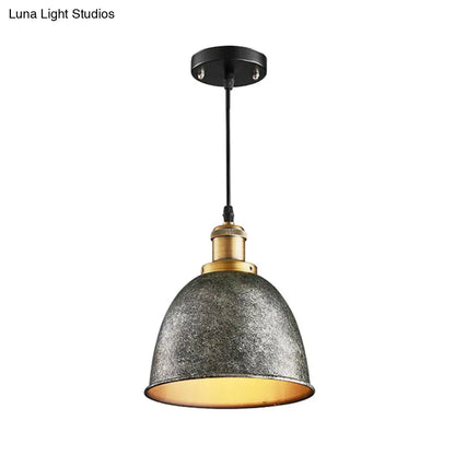 ديكوربايتس™ مصباح معلق على شكل قبة على الطراز العتيق، مصباح واحد، مصنوع من الحديد المطاوع، مع سلك، باللون الأسود/الصدأ