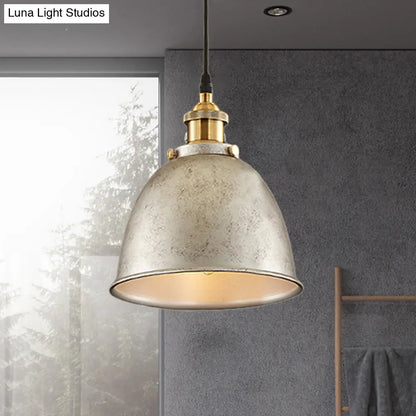 ديكوربايتس™ مصباح معلق على شكل قبة على الطراز العتيق، مصباح واحد، مصنوع من الحديد المطاوع، مع سلك، باللون الأسود/الصدأ