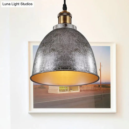 ديكوربايتس™ مصباح معلق على شكل قبة على الطراز العتيق، مصباح واحد، مصنوع من الحديد المطاوع، مع سلك، باللون الأسود/الصدأ