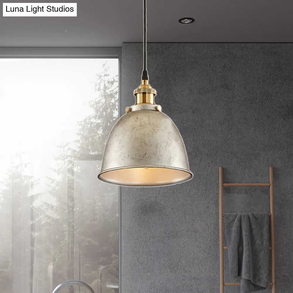 ديكوربايتس™ مصباح معلق على شكل قبة على الطراز العتيق، مصباح واحد، مصنوع من الحديد المطاوع، مع سلك، باللون الأسود/الصدأ