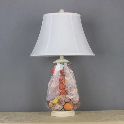 مصباح طاولة بجانب السرير بتصميم إمبراطوري عتيق، قماش أبيض، رأس واحد، عرض 12/16 بوصة