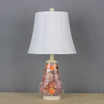 مصباح طاولة بجانب السرير بتصميم إمبراطوري عتيق، قماش أبيض، رأس واحد، عرض 12/16 بوصة