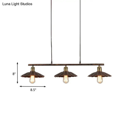 Decorbites antique style metal island light with scalloped edges dark bronze 3-head pendant lighting 110v-120v