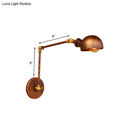 Aplique de pared de metal estilo antiguo - Aplique ajustable en color óxido con diseño abovedado - Diámetro de 4"/6.5" - Ideal para estudios