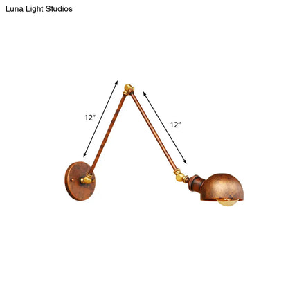 Aplique de pared de metal estilo antiguo - Aplique ajustable en color óxido con diseño abovedado - Diámetro de 4"/6.5" - Ideal para estudios