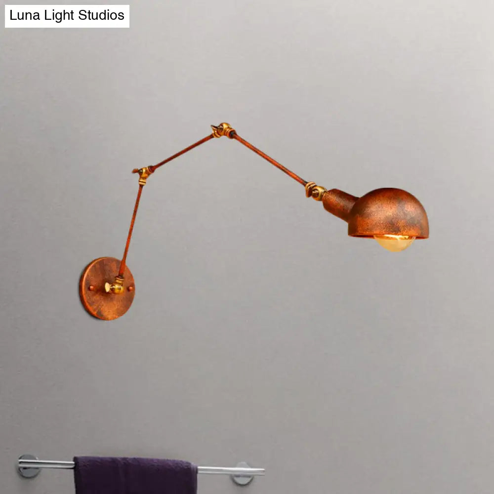 Aplique de pared de metal estilo antiguo - Aplique ajustable en color óxido con diseño abovedado - Diámetro de 4"/6.5" - Ideal para estudios
