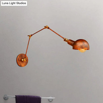 Aplique de pared de metal estilo antiguo - Aplique ajustable en color óxido con diseño abovedado - Diámetro de 4"/6.5" - Ideal para estudios