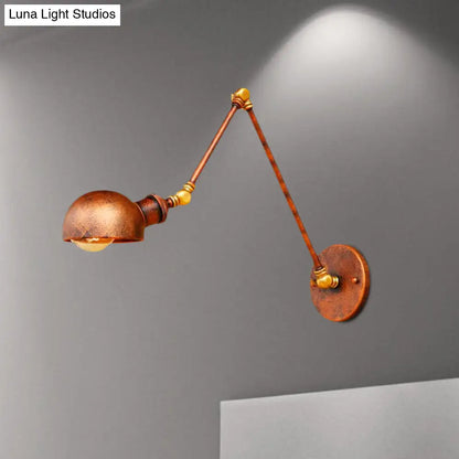 Aplique de pared de metal estilo antiguo - Aplique ajustable en color óxido con diseño abovedado - Diámetro de 4"/6.5" - Ideal para estudios