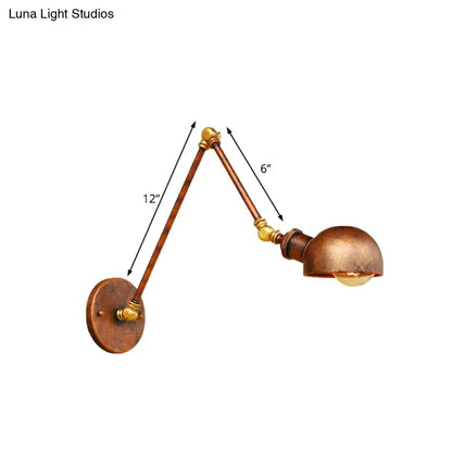 Aplique de pared de metal estilo antiguo - Aplique ajustable en color óxido con diseño abovedado - Diámetro de 4"/6.5" - Ideal para estudios