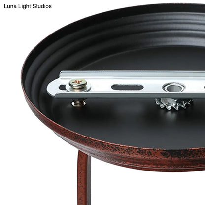 Aplique de pared metálico estilo antiguo con forma de platillo, lámpara de pasillo de 1 bombilla en negro/óxido