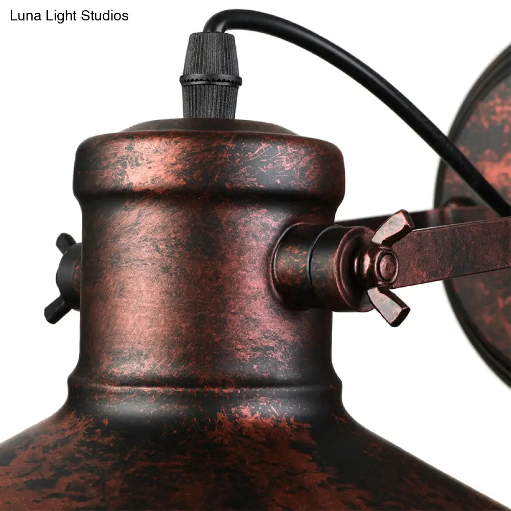Aplique de pared metálico estilo antiguo con forma de platillo, lámpara de pasillo de 1 bombilla en negro/óxido