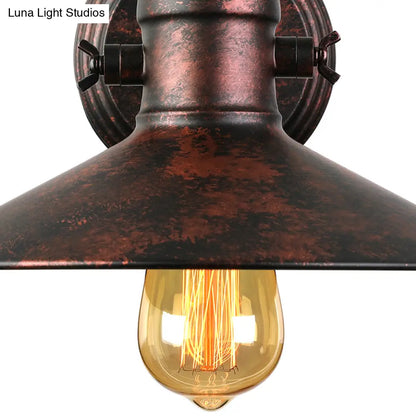 Aplique de pared metálico estilo antiguo con forma de platillo, lámpara de pasillo de 1 bombilla en negro/óxido