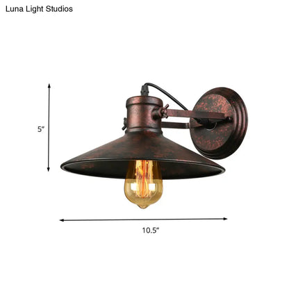 Aplique de pared metálico estilo antiguo con forma de platillo, lámpara de pasillo de 1 bombilla en negro/óxido